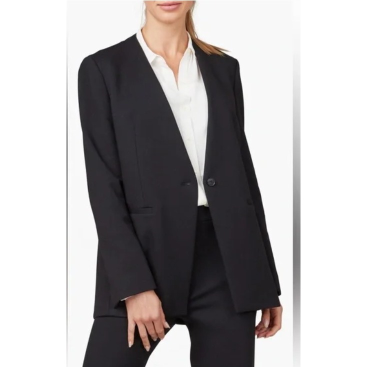 Spanx Collarless Oversize Ponte Knit Blazer Single Button Womens Size S Career